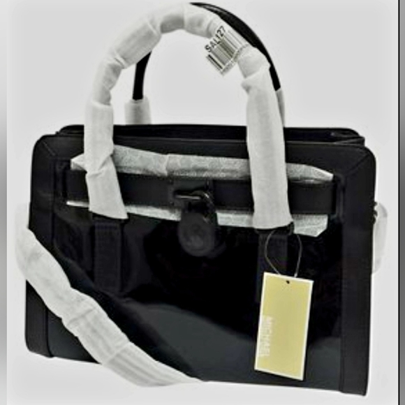 💟😯 -Michael Kors-Hamilton-Black on Black-Patent Matte Lock 🔐 Satchel bag - Picture 12 of 12